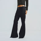 Plaid Flared Trousers With Draped Waist