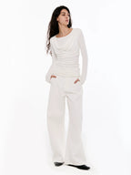 High-Waisted Tailored Wide-Leg Trousers