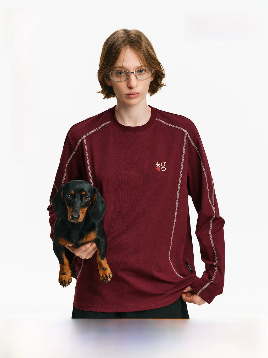 Contrast Stitch Long Sleeve Crewneck