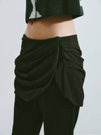Draped Waist Flared Trousers