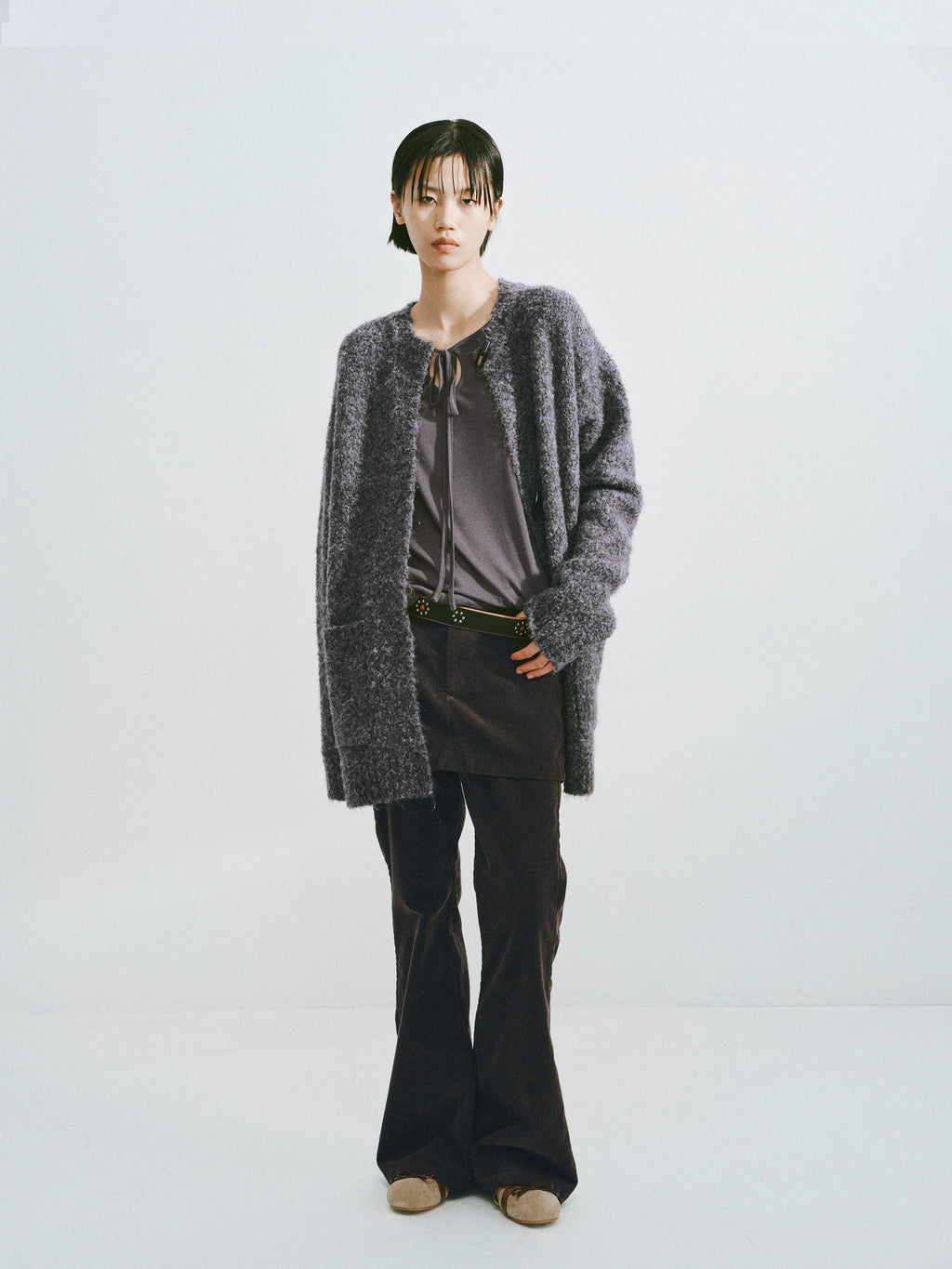 Corduroy Layered Flared Trousers