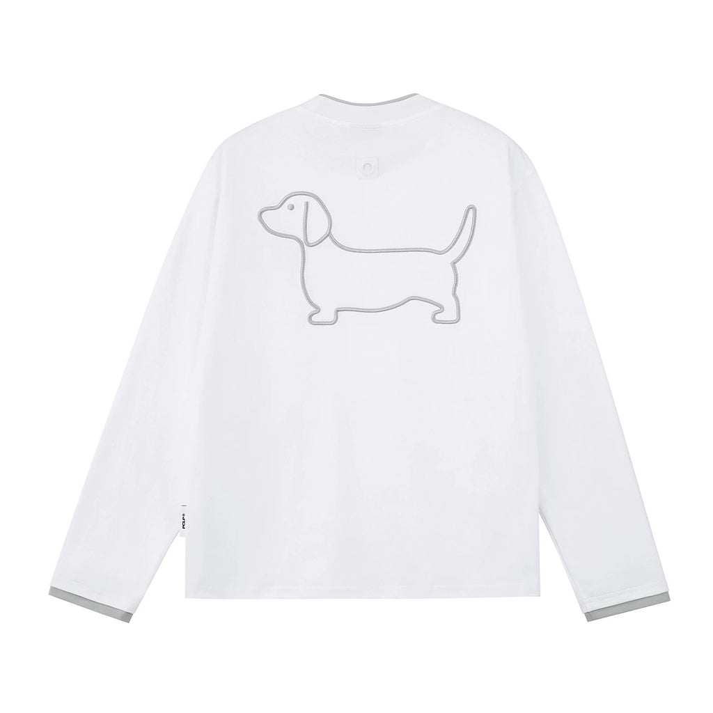 Embroidered Dachshund Graphic Long-Sleeve Tee