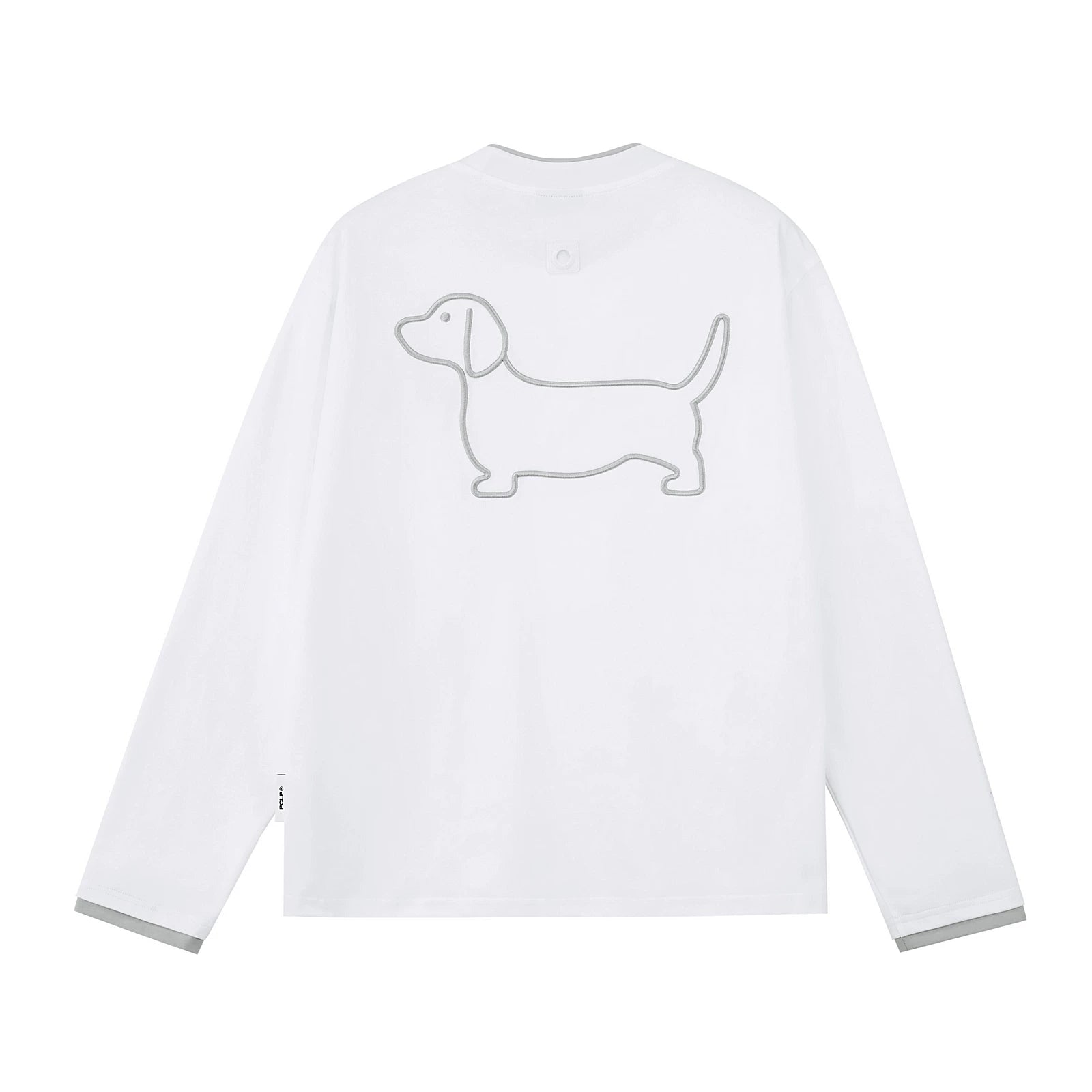 Embroidered Dachshund Graphic Long-Sleeve Tee