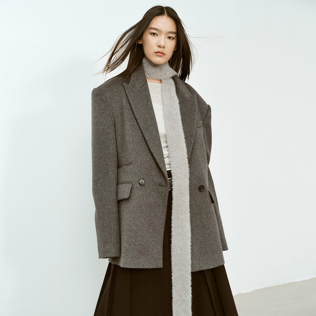 Oversized Wool Blend Tailored Blazer