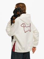 Embroidered Puppy Motif Hooded Sweatshirt
