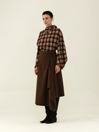 Wool-Blend Asymmetrical Wrap Skirt