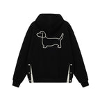 Embroidered Puppy Motif Hooded Sweatshirt