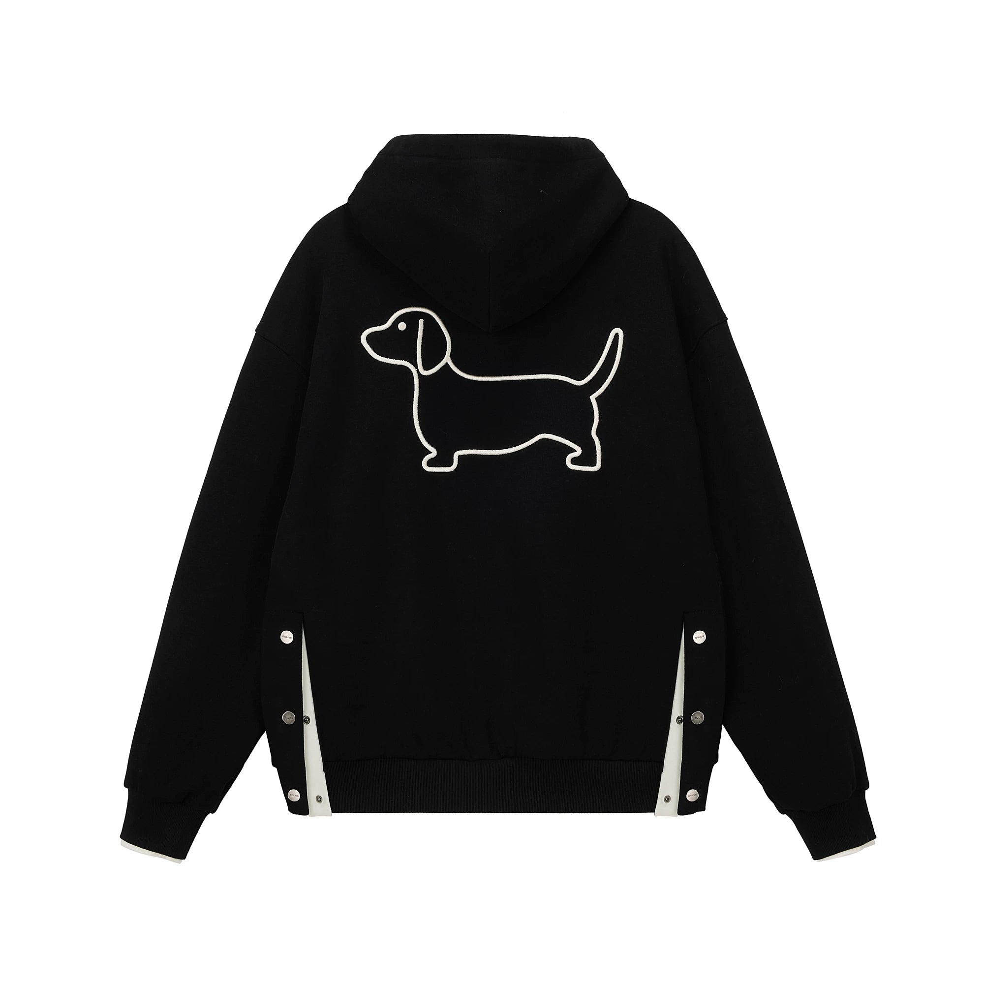 Embroidered Puppy Motif Hooded Sweatshirt