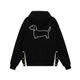 Embroidered Puppy Motif Hooded Sweatshirt