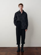 Wrinkled Striped Cotton Blend Shirt
