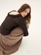 Draped Collar Long Sleeve Top