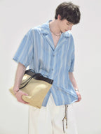 Striped Tencel Camp Collar Shirt