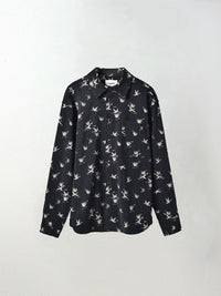 Cotton Bird Print Button-Down Shirt
