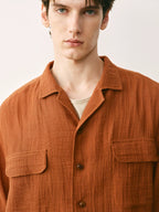 Cotton Ramie Cuban Collar Shirt