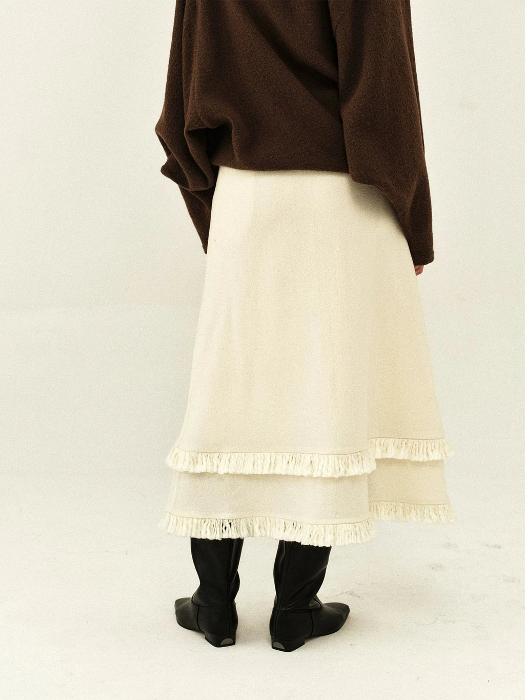 Australian Wool Double-Layered Fringe Skirt