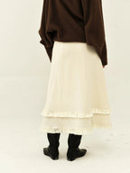 Australian Wool Double-Layered Fringe Skirt