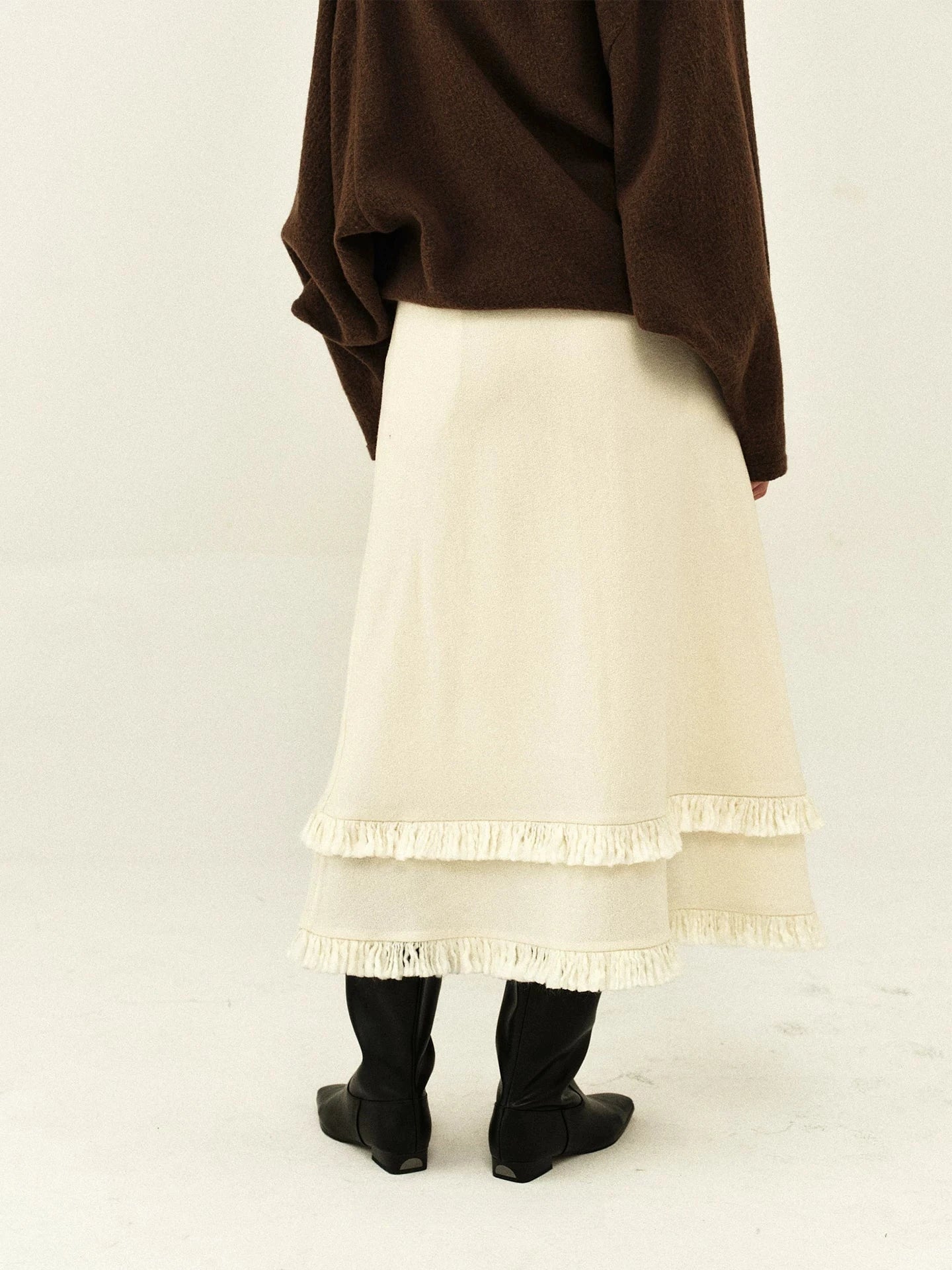 Australian Wool Double-Layered Fringe Skirt