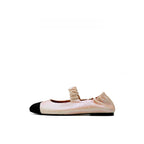 Textured Cap-Toe Mary Jane Flats