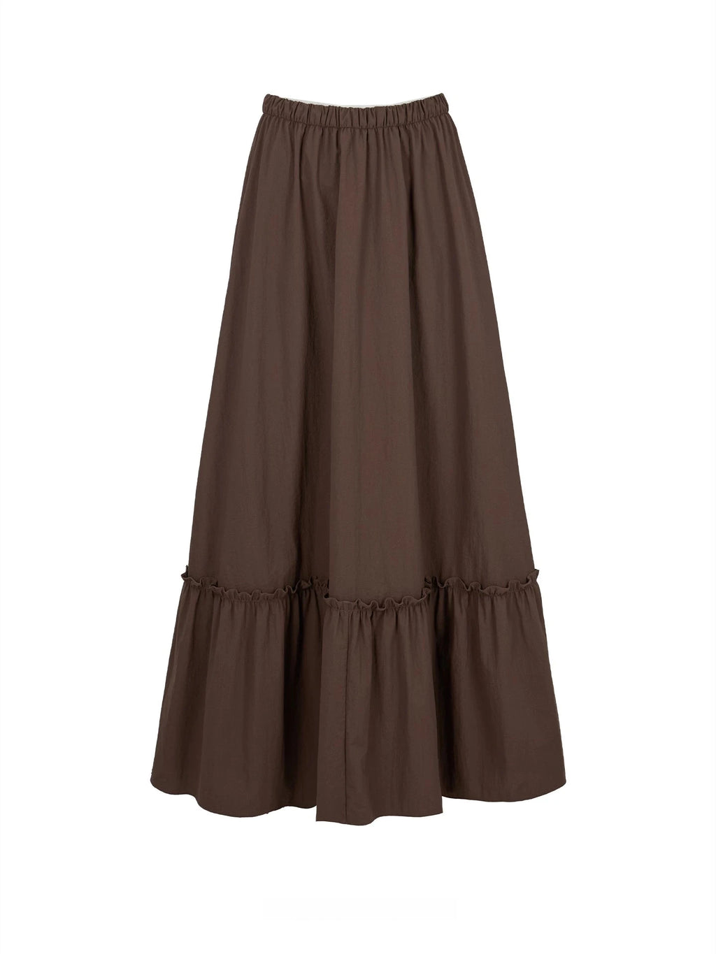 Deep Brown Pleated Maxi Skirt