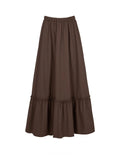 Deep Brown Pleated Maxi Skirt