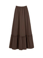 Deep Brown Pleated Maxi Skirt