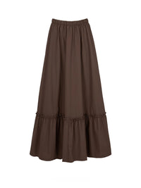 Deep Brown Pleated Maxi Skirt