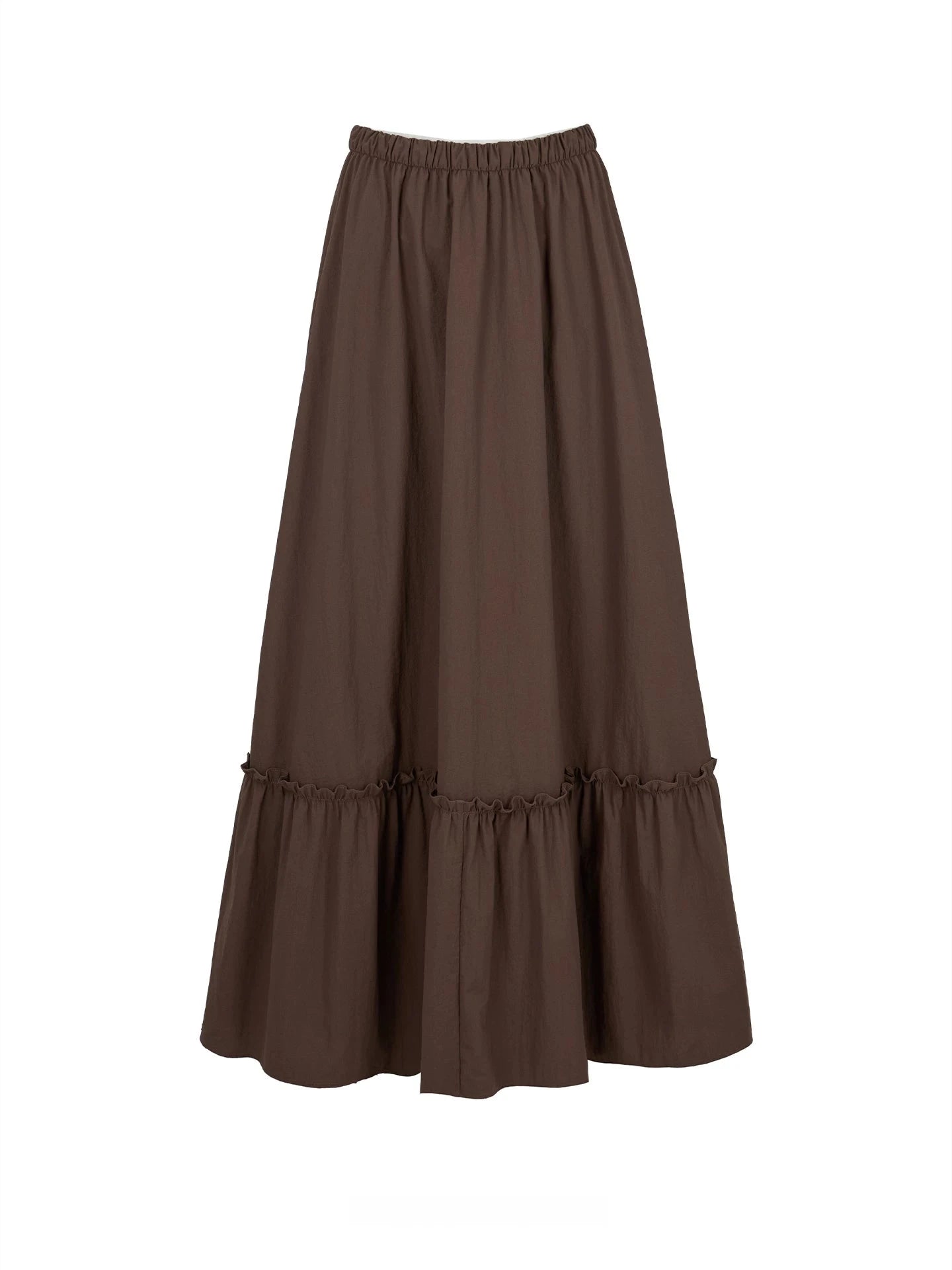 Deep Brown Pleated Maxi Skirt