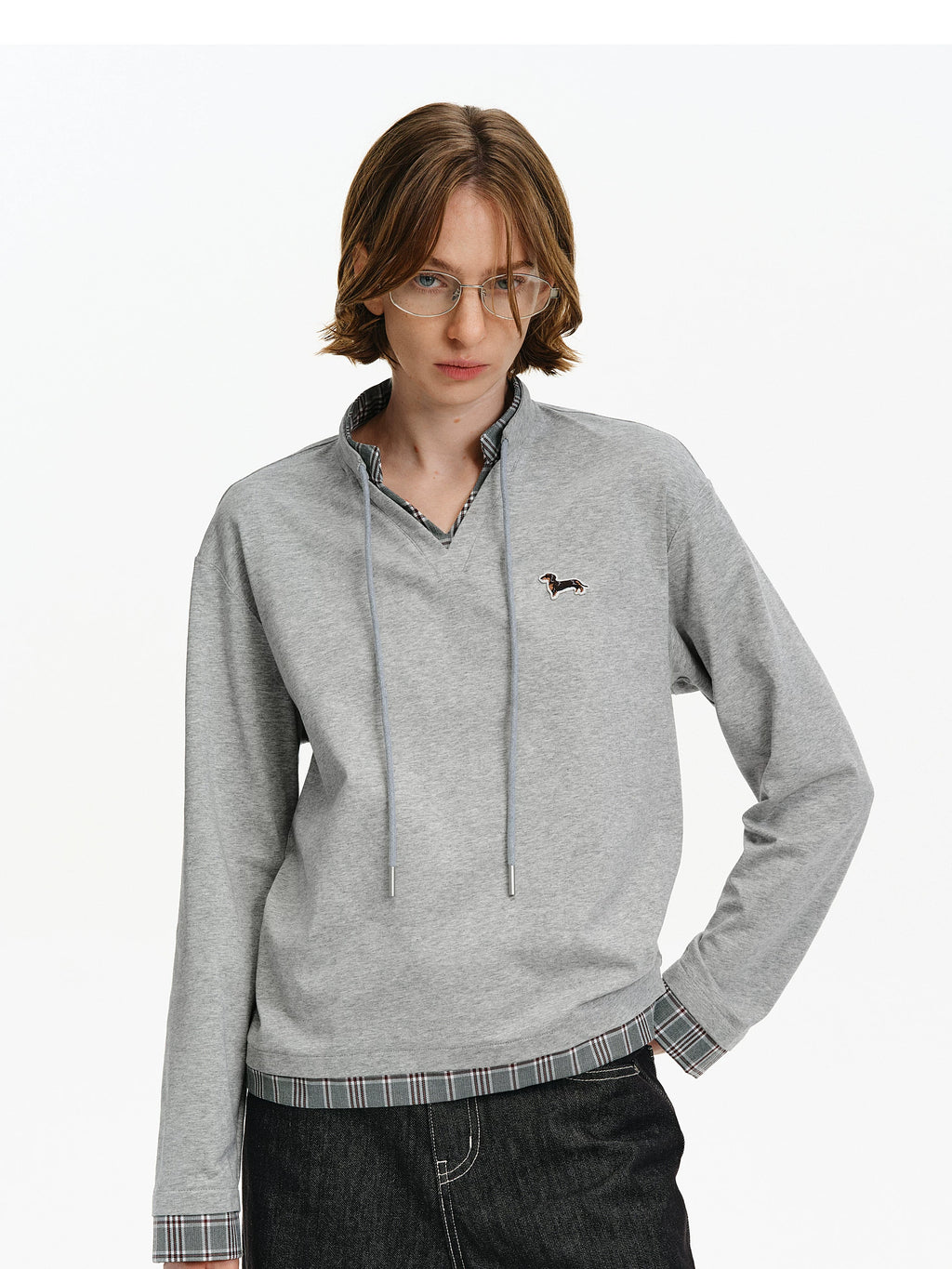 Dachshund Embroidered Layered Sweatshirt