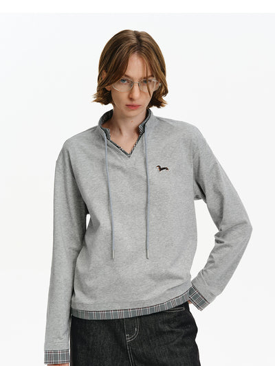 Dachshund Embroidered Layered Sweatshirt