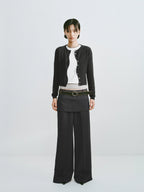 Cropped Wool Button-Down Cardigan
