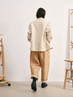 Linen Pleated Cropped Trousers