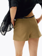 Low-Waist Pleated Mini Culottes