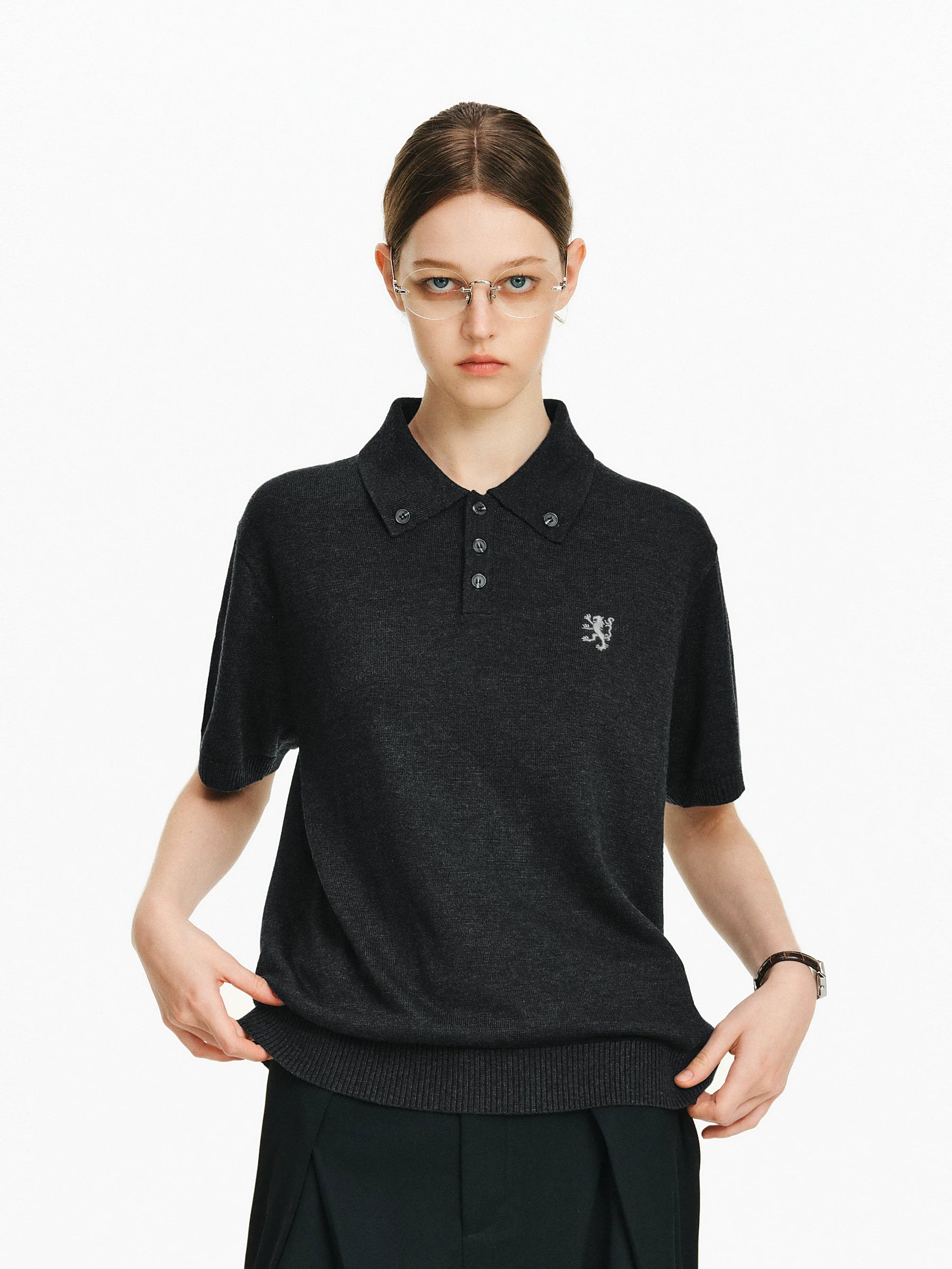 Embroidered Knit Polo Shirt