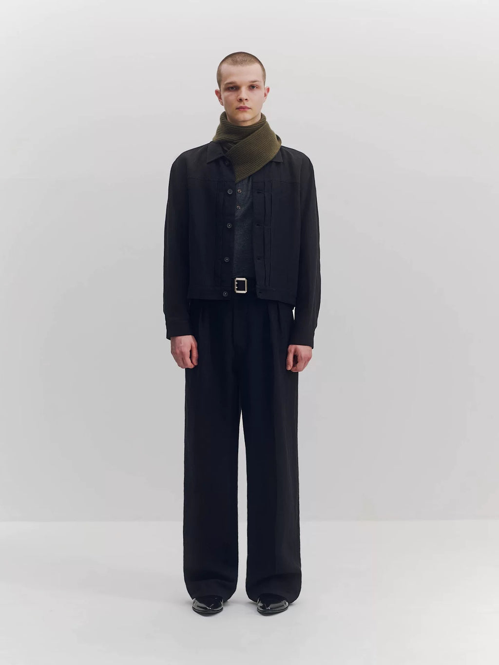 Linen Cropped Work Jacket