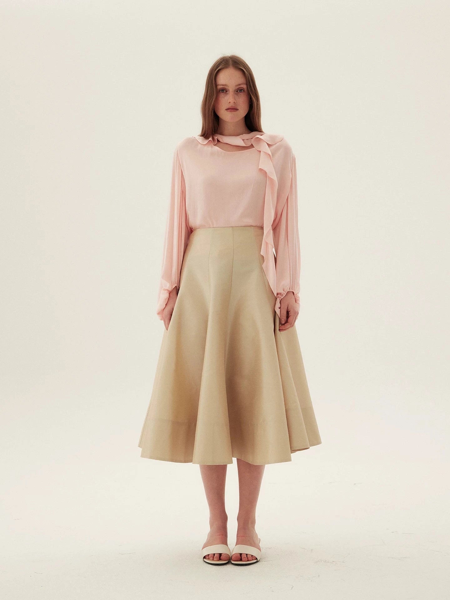 Mulberry Silk A-Line Midi Skirt