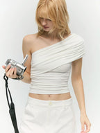 Modal One-Shoulder Draped Top