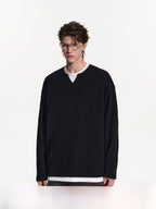 Waffle Knit Layered Long-Sleeve Top