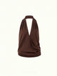 Sunset Brown Draped Asymmetrical Halter Top