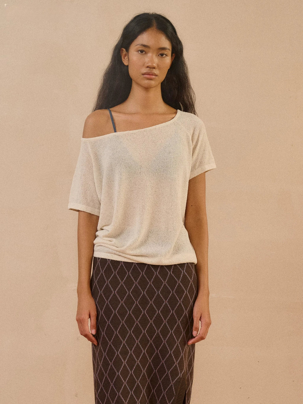 Linen Loop Yarn Off-Shoulder Top