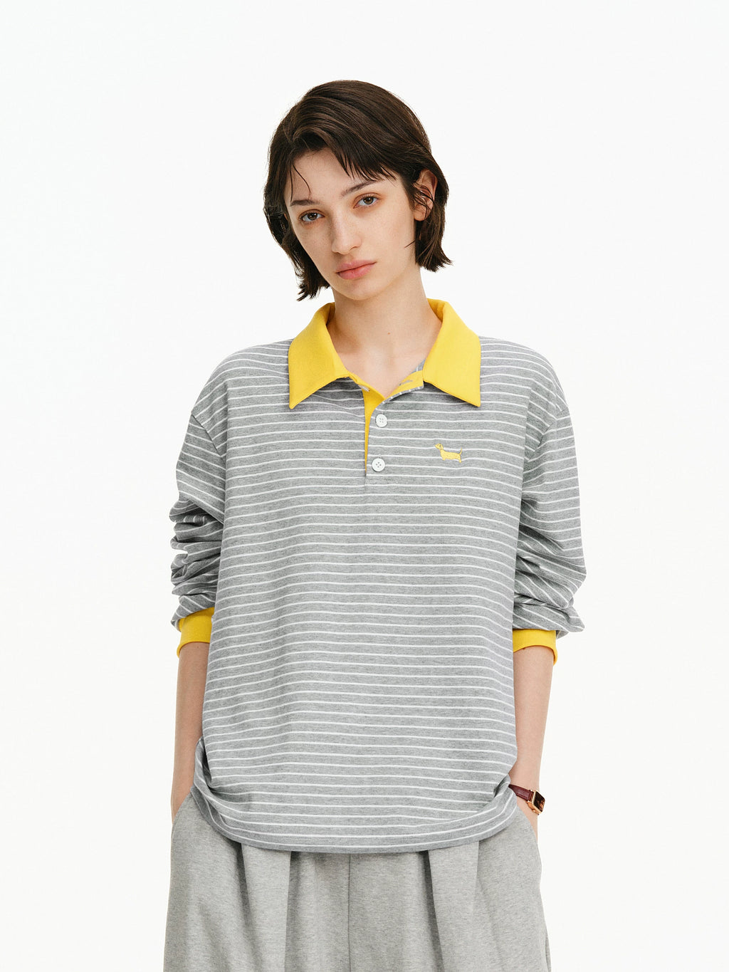Striped Long Sleeve Polo Shirt