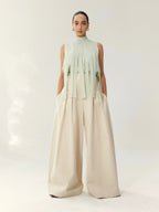 Pleated Wide-Leg Linen Trousers