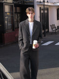 Pinstriped Wool Blend Tailored Suit