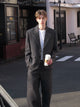 Pinstriped Wool Blend Tailored Suit