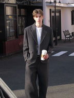 Pinstriped Wool Blend Tailored Suit