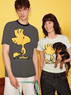 Peanuts Graphic Striped Cotton T-Shirt