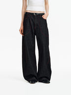 Contrast Stitch Wide-Leg Denim Jeans