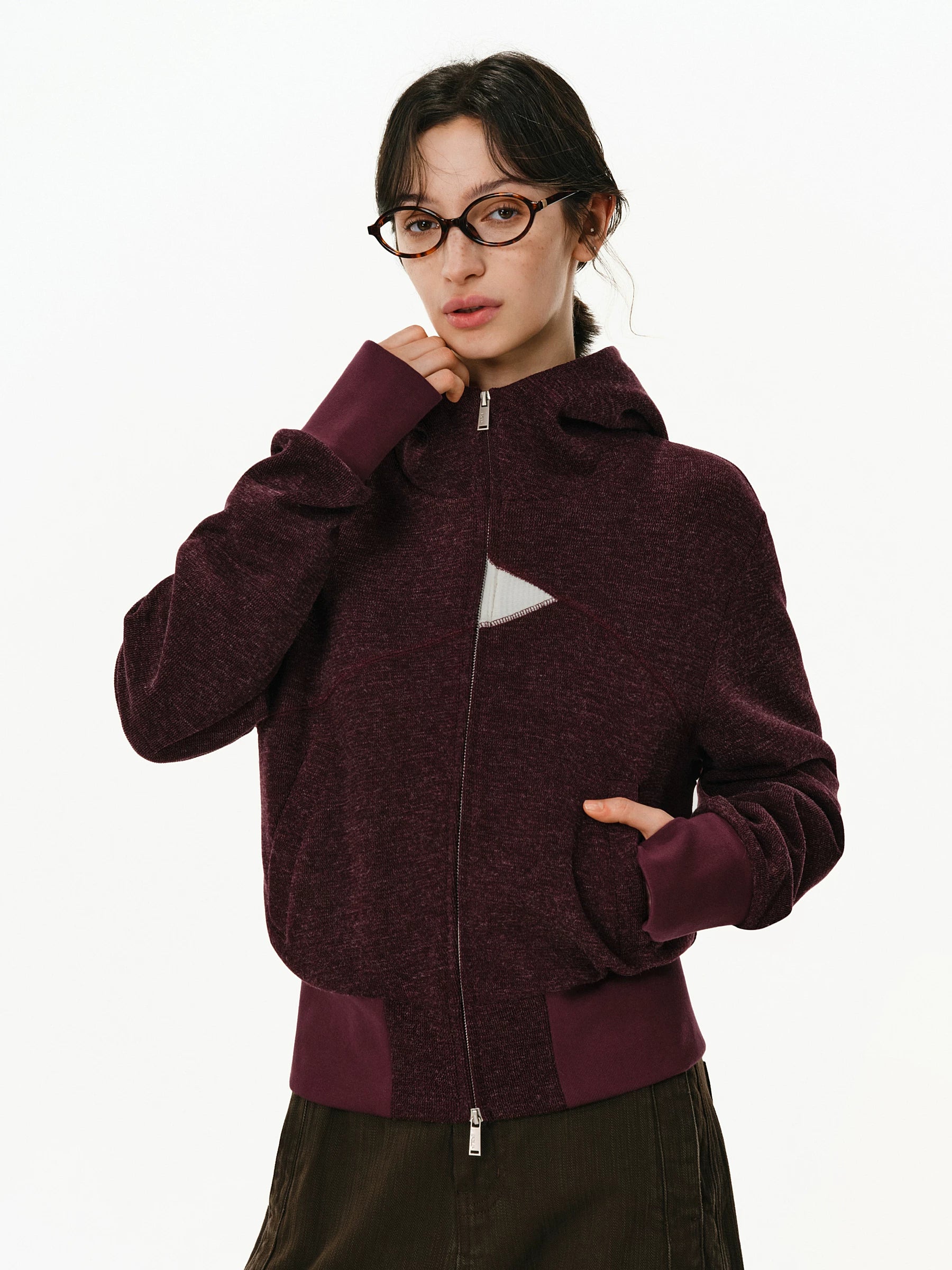 Color-Block Hooded Zip Jacket