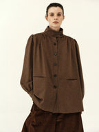 Wool Blend Pleated Shoulder Jacket