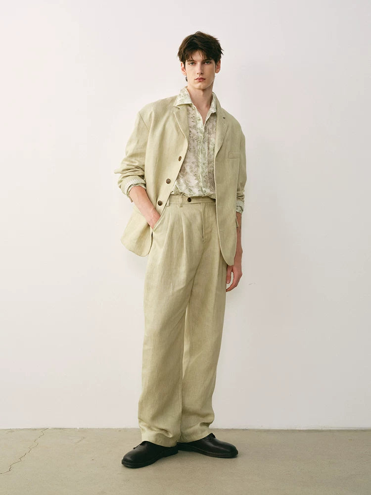 Linen Double Pleated Trousers