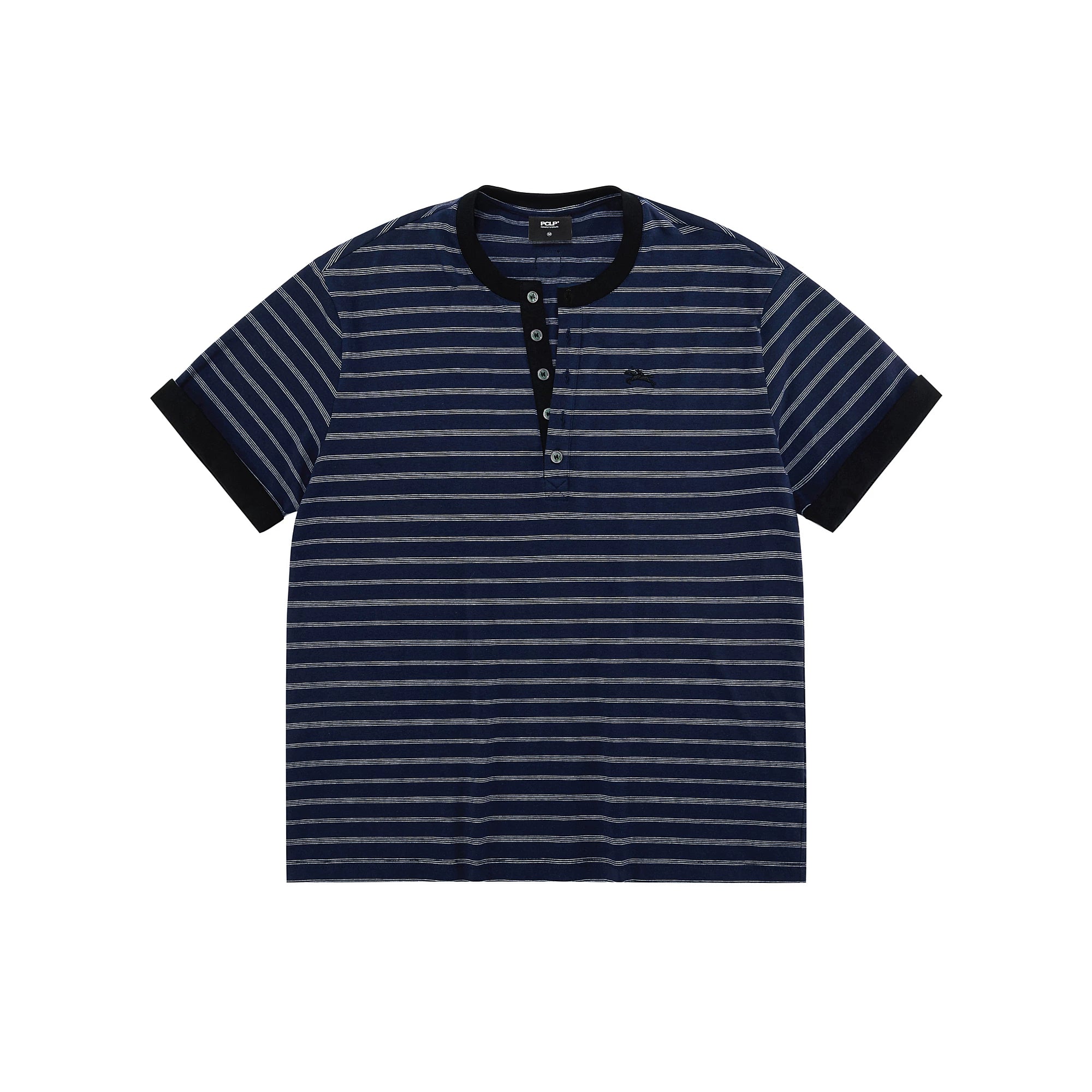 Striped Cotton Henley T-Shirt